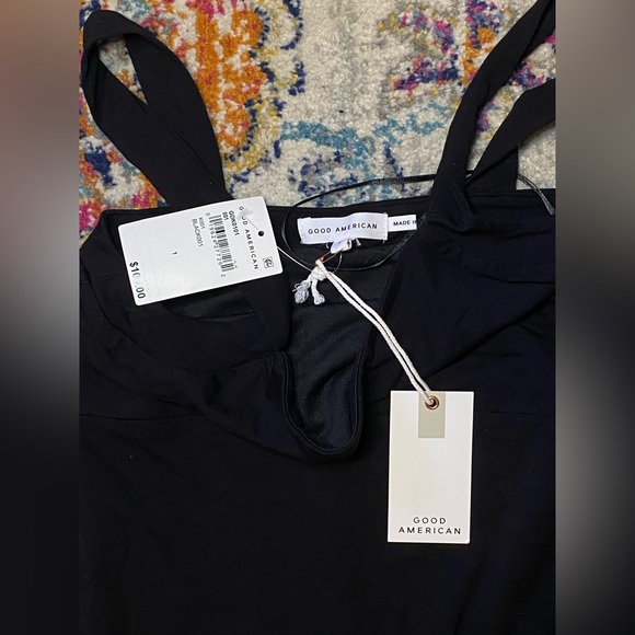 NWT Good American 90's Tank Dress, Black Knit Bodycon Straps | Sz S - Picture 5 of 5